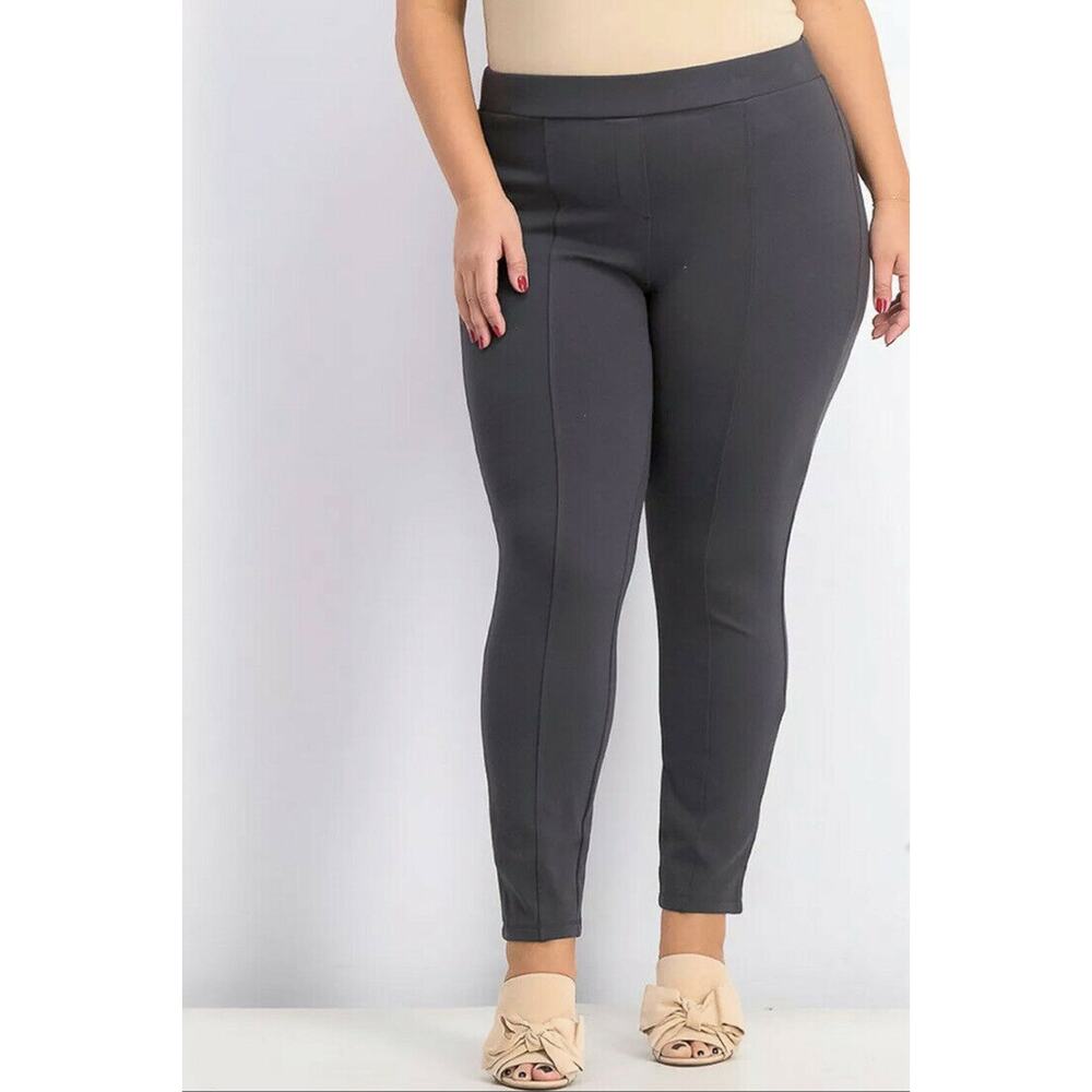 New Style & Co. Womans Sz 24W Plus Leggings Gray Comfort Waist Seamed Casual NWT